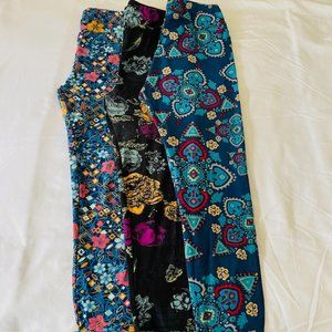 LuLaRoe OS Leggings x3 Pairs, Multicolor